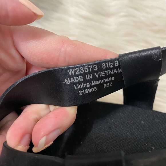 Cole Haan Black Leather Strappy Open Toe Espadrille Crystal Wedge Sandals - Picture 7 of 7